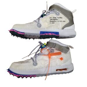 Nike Air Force 1 Mid Off White Black Grey Spikes Black Mans Sz 12.5 /Womens